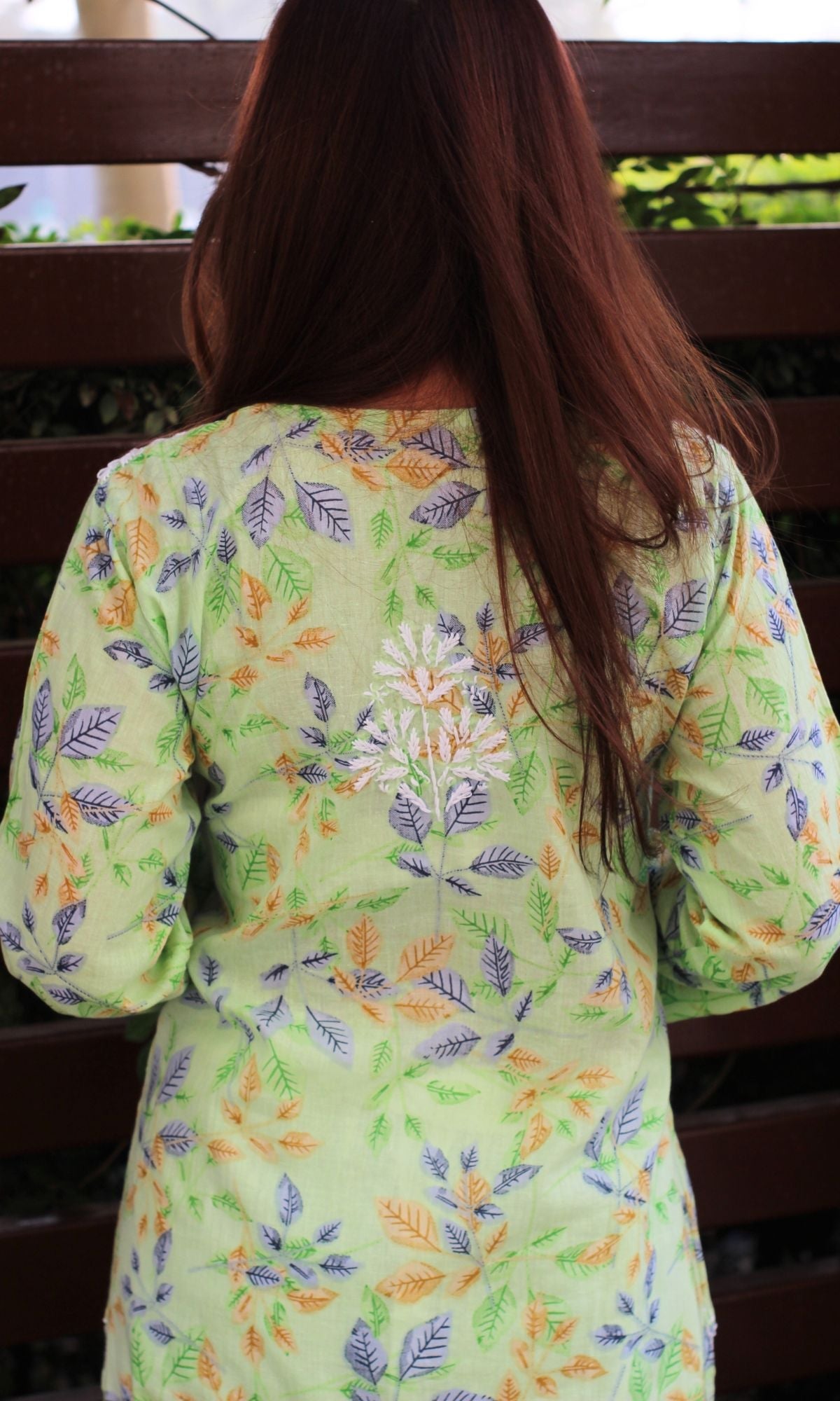 Cotton Printed Green Handwork Chikankari Kurta - Baareeki