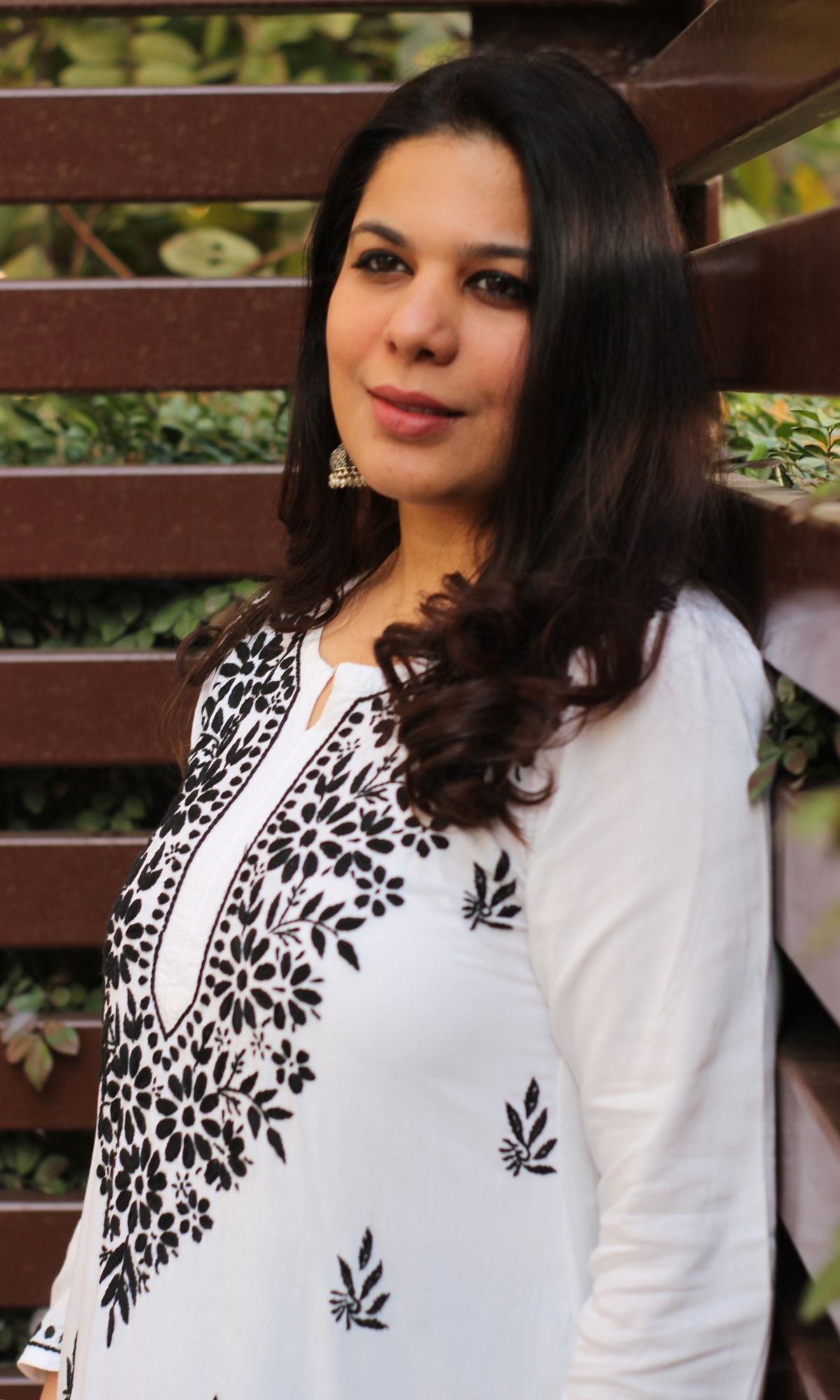 Cotton White and Black Handwork Chikankari Kurta - Baareeki