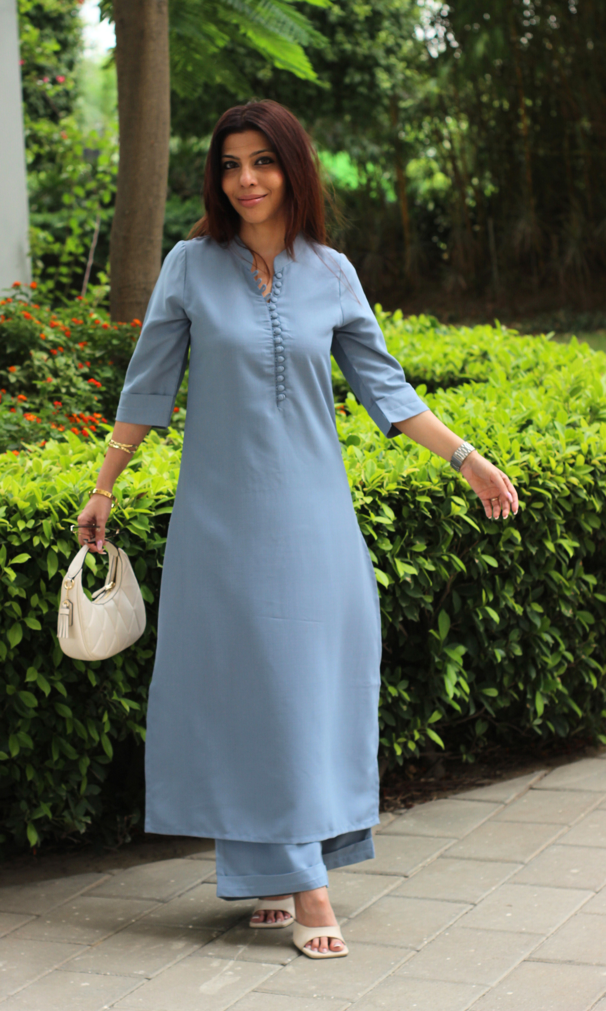 Frosted Blue Collared Buttoned Co-ord