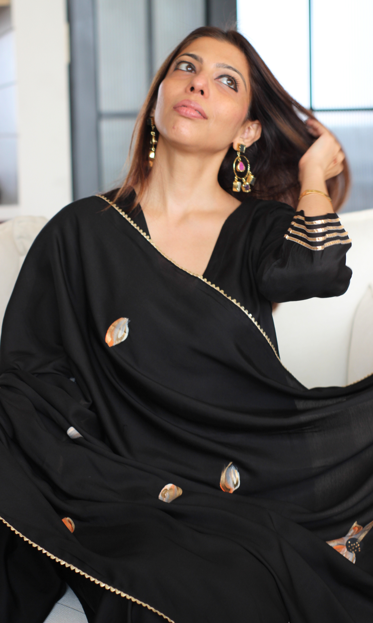 Kajal Sufiyana Muslin Silk Suit with Muslin Hand Brush Painted Dupatta