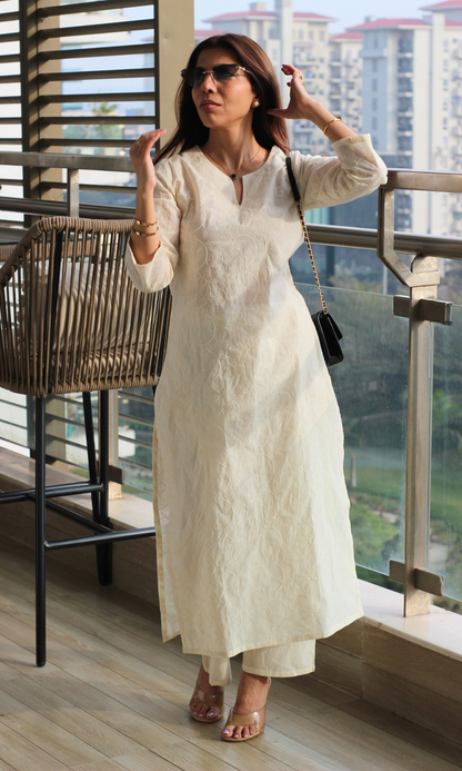 Pearl Overall Embroidered Kurta & Cotton Pants