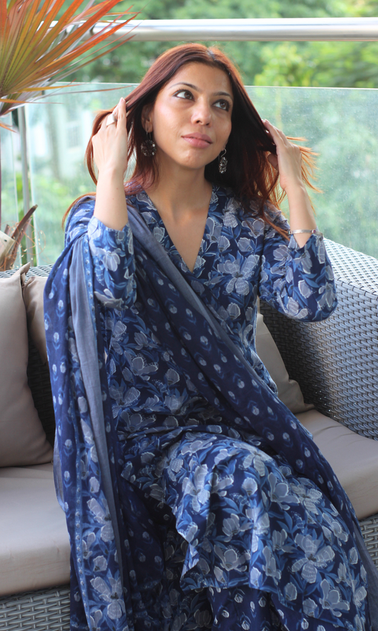 Cotton Nilofer Print Kurta, Dupatta & Printed Pants