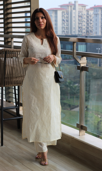 Pearl Overall Embroidered Kurta & Cotton Pants