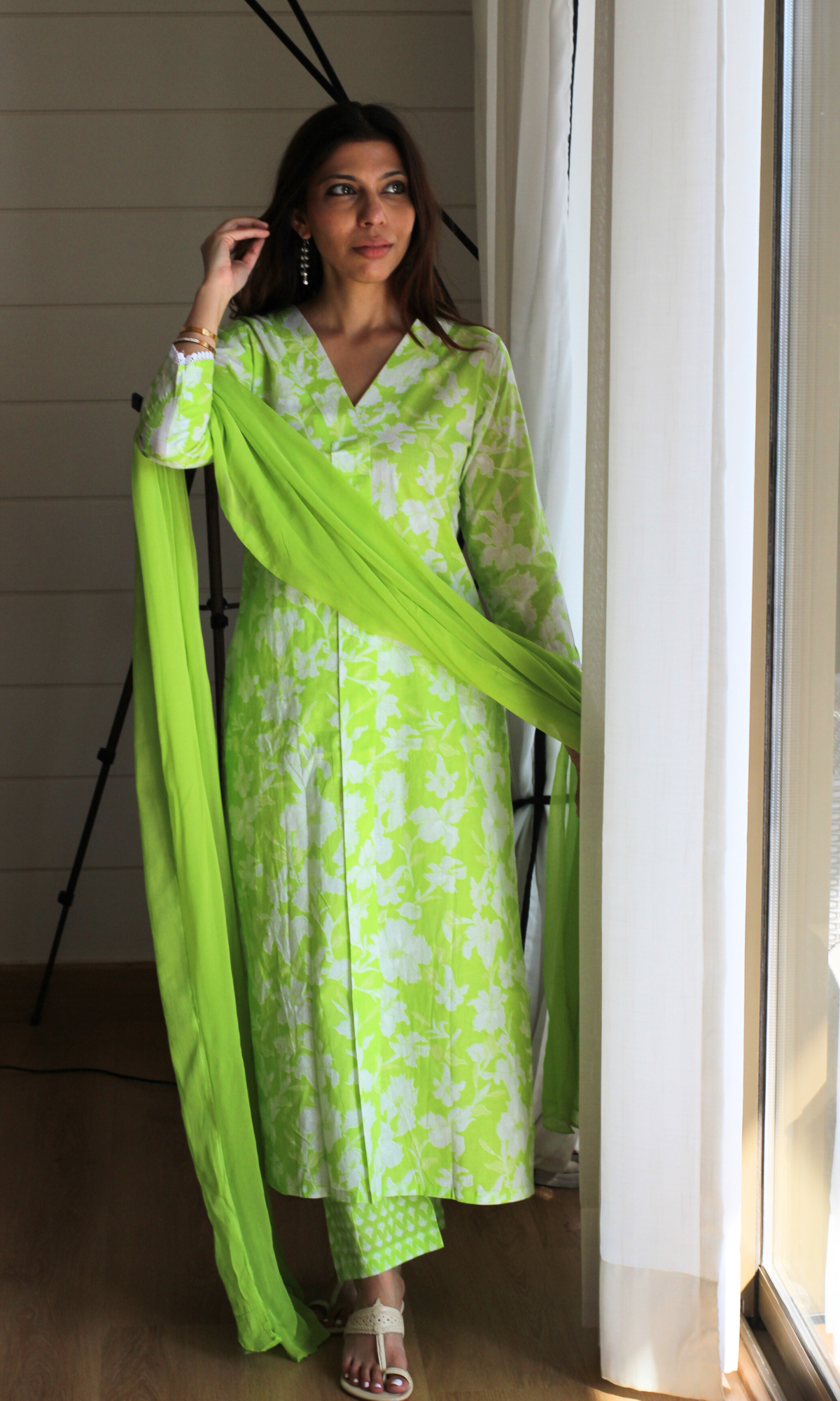 Cotton Lawn Green Botanica Printed Suit with Chiffon Dupatta