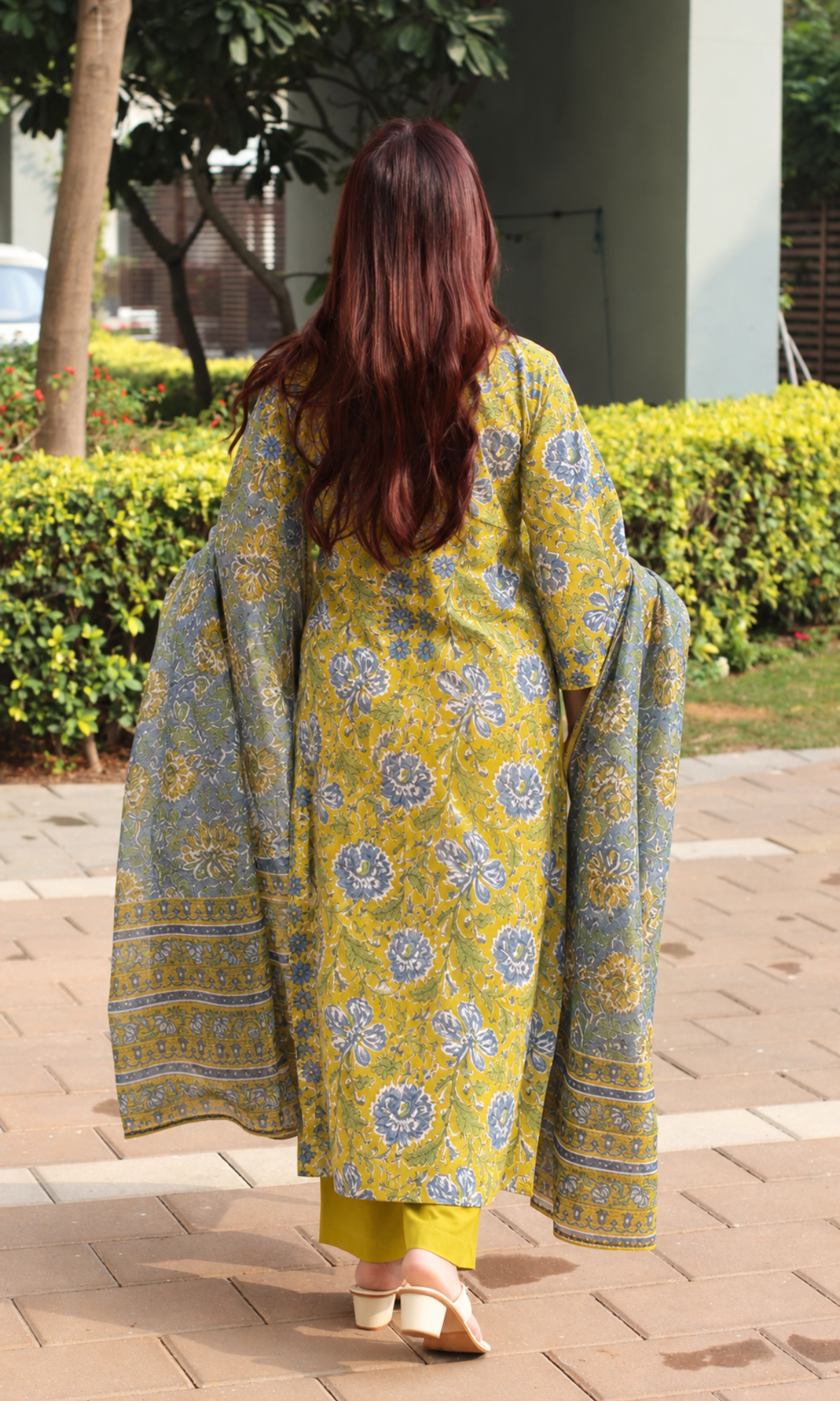 Sarson Bagh Block Print Kurta, Cotton Pants & Kota Doria Dupatta