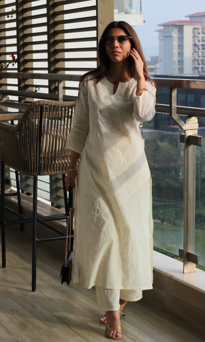 Pearl Overall Embroidered Kurta & Cotton Pants