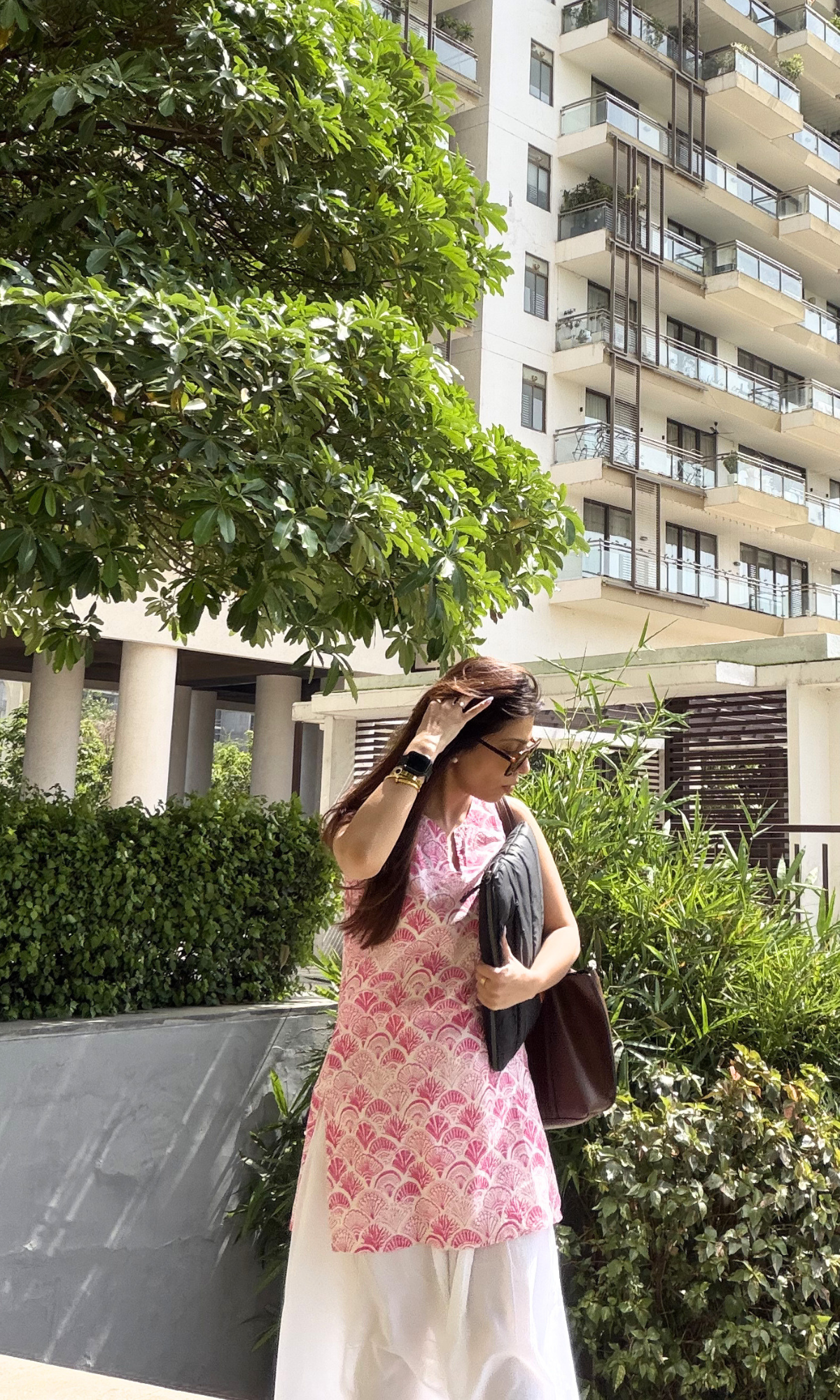 Cotton Pink Petal Sleeveless Kurta & Farshi Salwaar