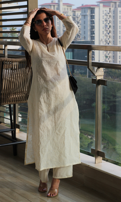 Pearl Overall Embroidered Kurta & Cotton Pants