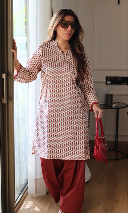 Rani Buti Cotton Kurta, Farshi Slawaar Set