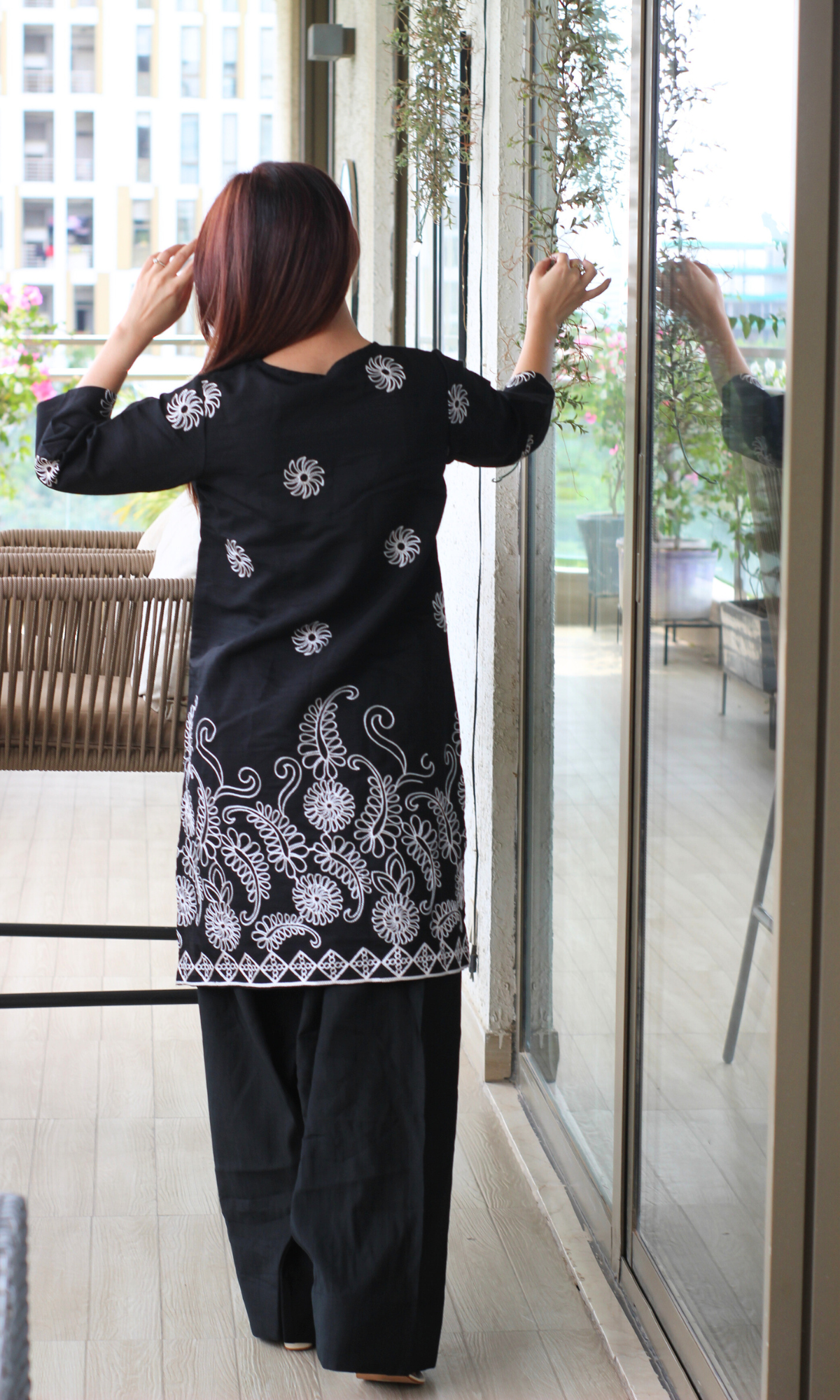 Raabta Black Embroidered Kurta with Farshi Salwaar