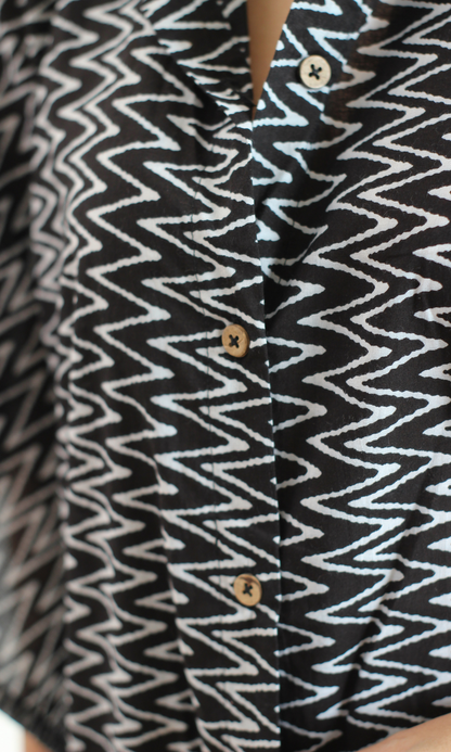 Black Maze Printed Kaftan Style Kurta & Pants