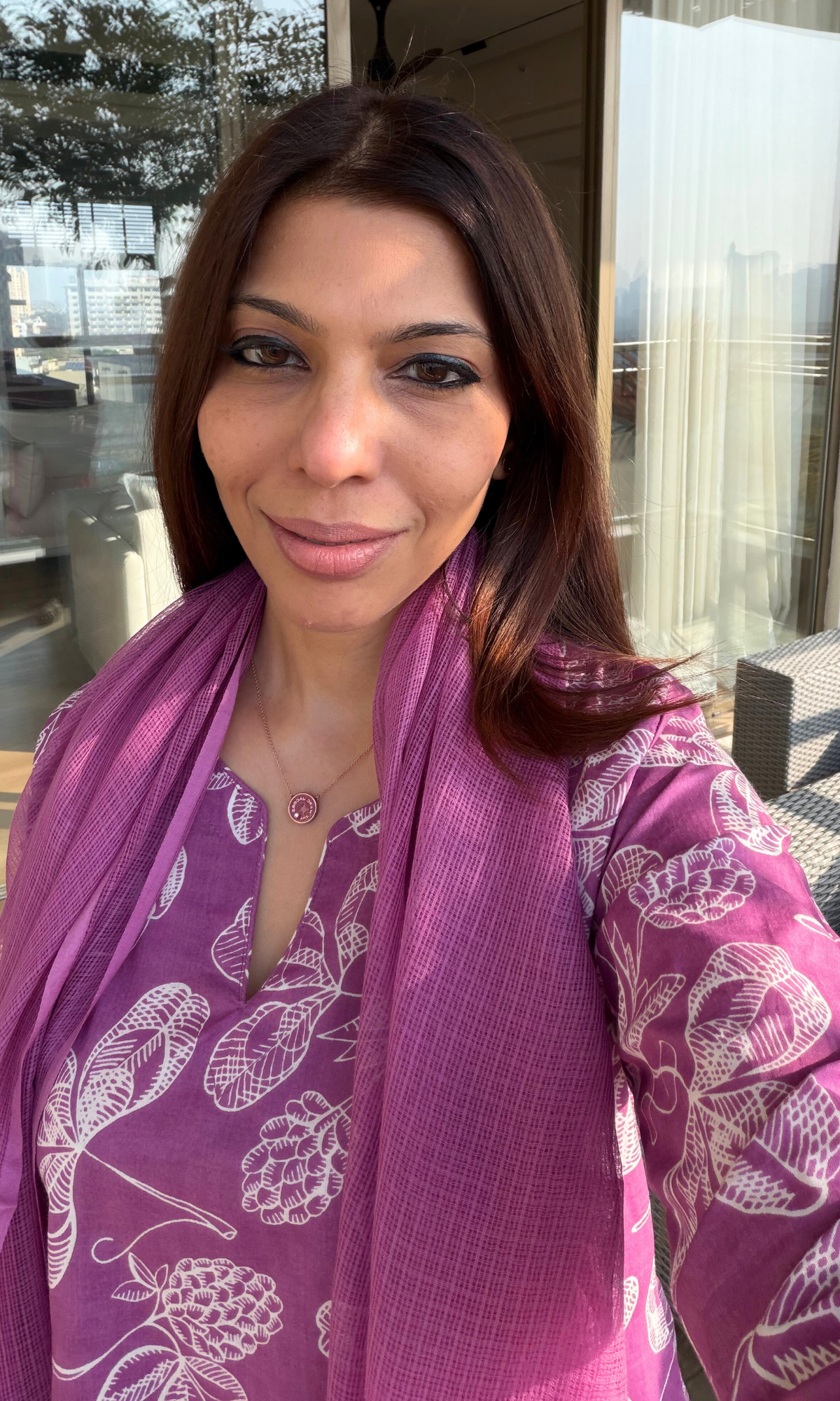 Cotton Mulberry Petal Print Kurta, Pant & Kota Doria Dupatta