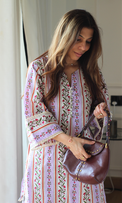 Lavender Kinari Block Print Kurta with Farshi Salwaar