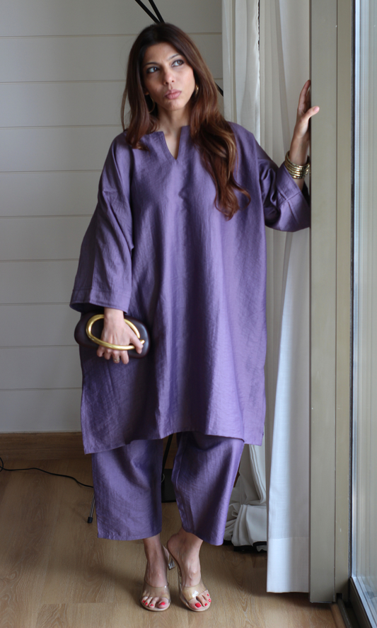 Deep Mauve Oversized Kaftan Coord