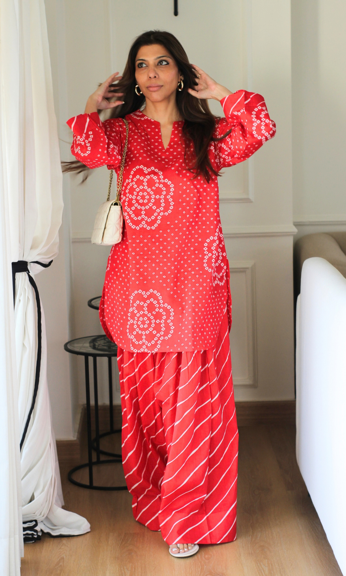 Red Meadow Kurta with Farshi Salwaar