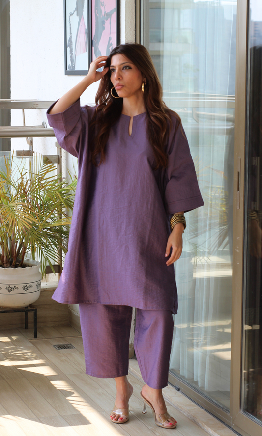 Deep Mauve Oversized Kaftan Coord