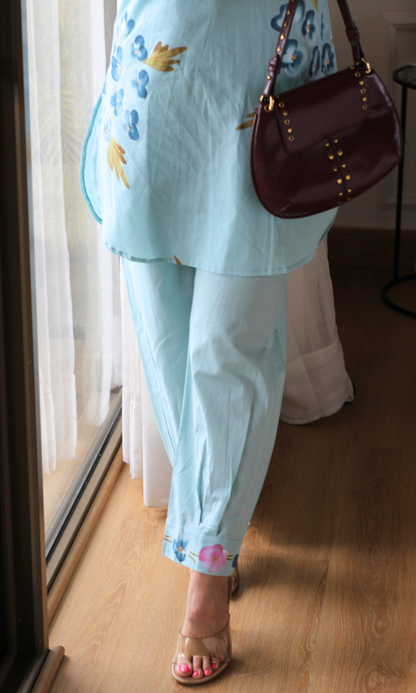 Sky Blue Elara handpainted Co-ord