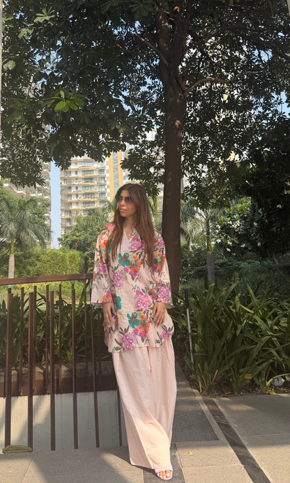 Blush Garden Cotton Kurta with Farshi Salwaar