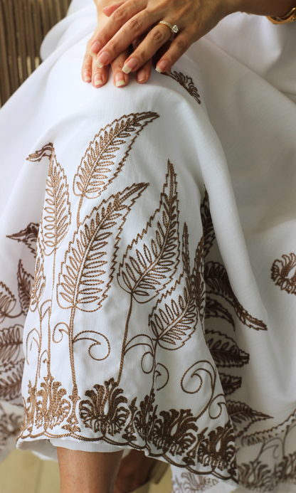 Ivory Fern Embroidered A line Kurta & Pant