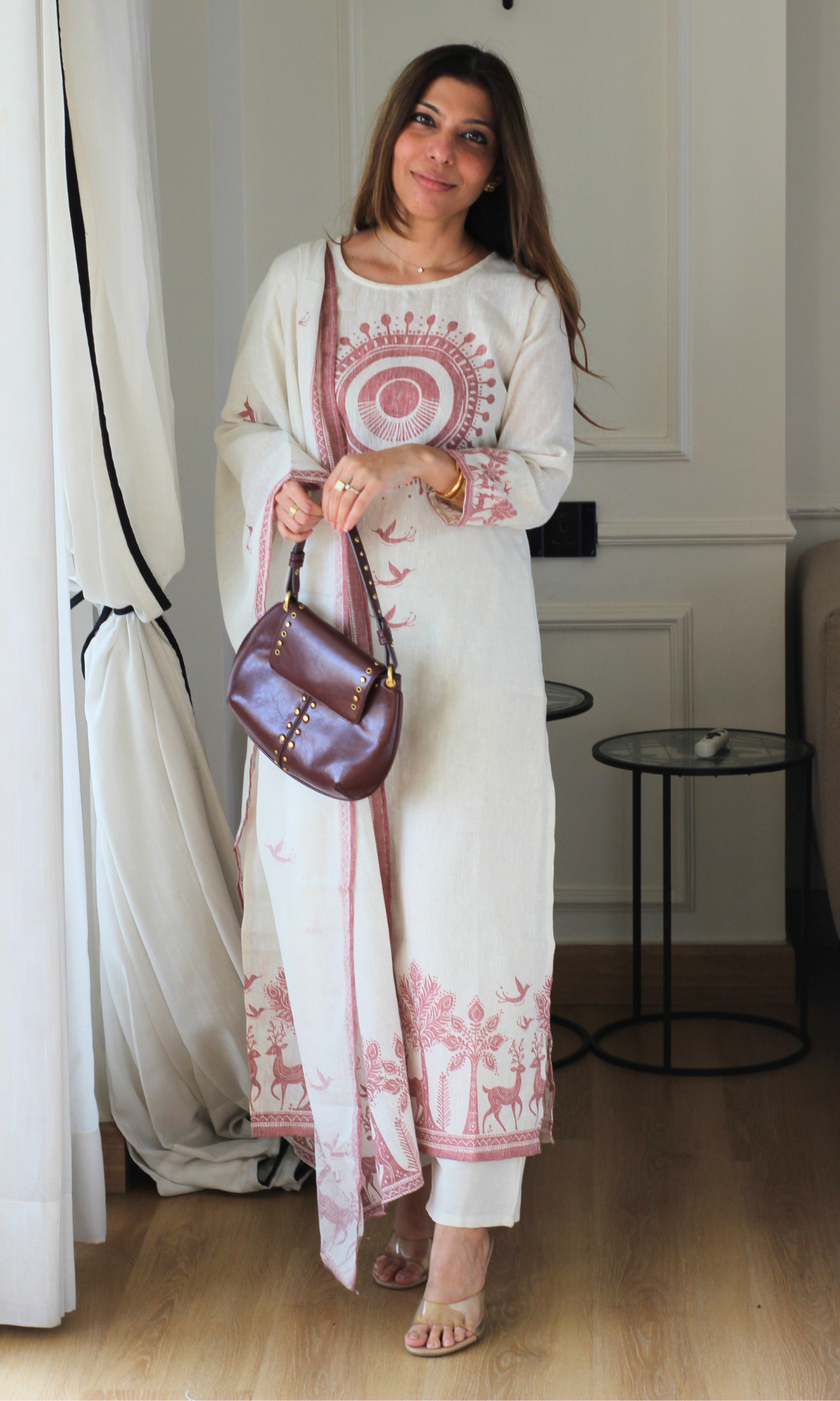 Vanya Linen Blend Kurta, Dupatta & Cotton Pants