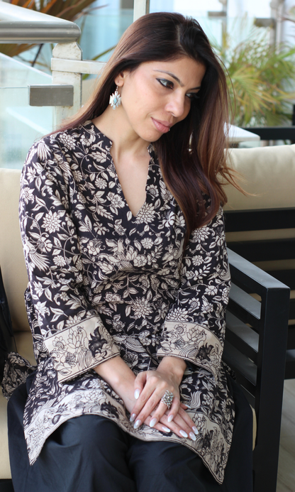 Black Kalamkari Kurta & Farshi Salwaar