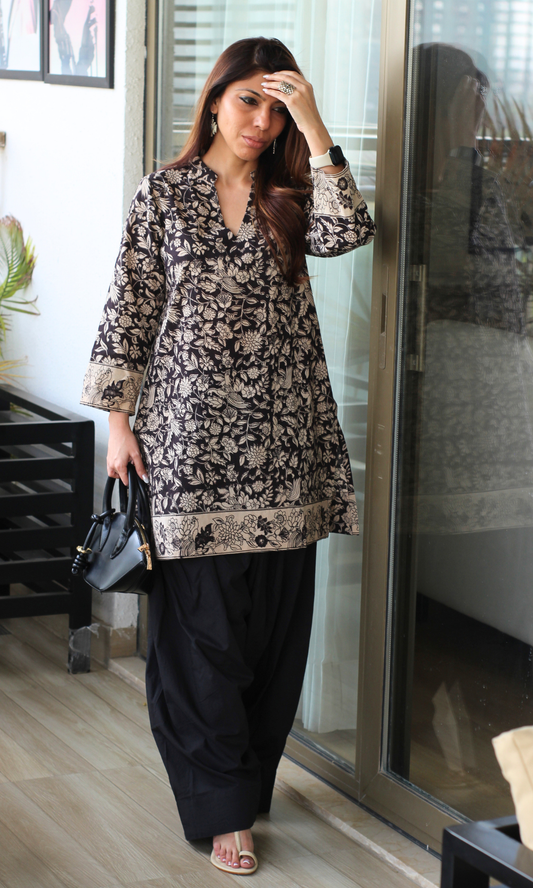 Black Kalamkari Kurta & Farshi Salwaar