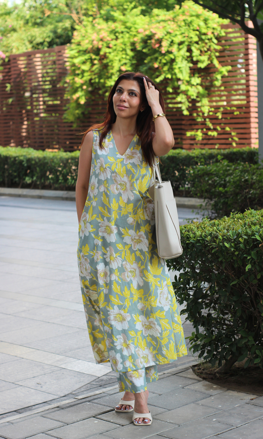 Sage Sunshine A Line Sleeveless Kurta & Pant