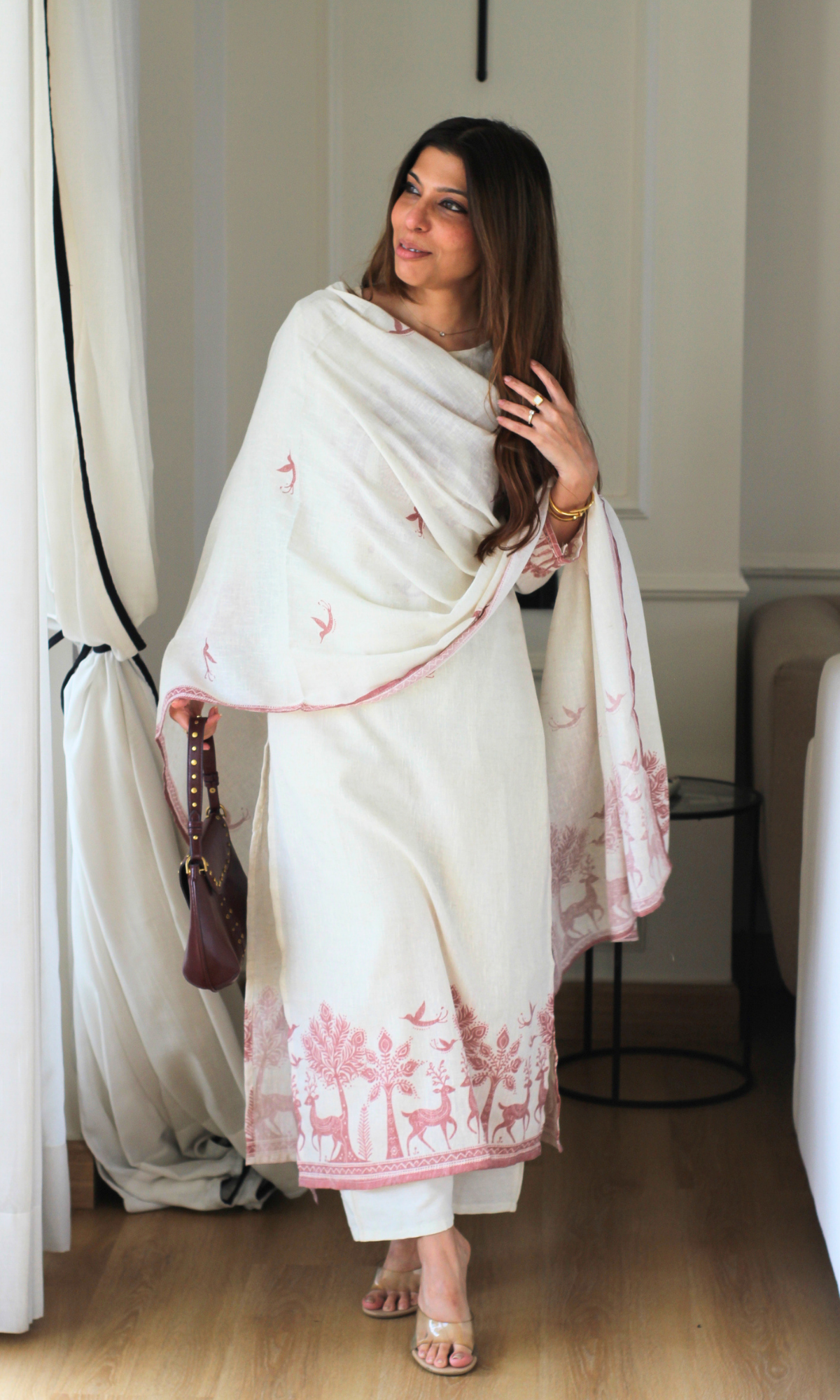Vanya Linen Blend Kurta, Dupatta & Cotton Pants