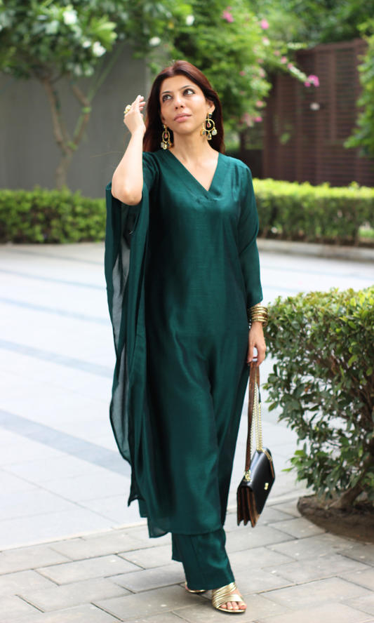 Emerald Green Kaftan Style Co-ord Set