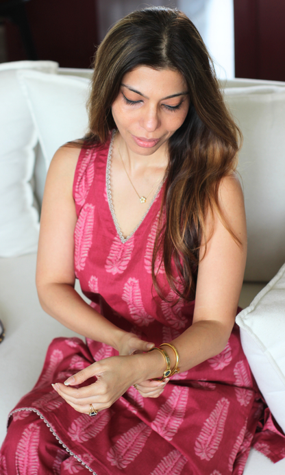 Elina Cotton Leaf Print Kurta with Farshi Salwaar