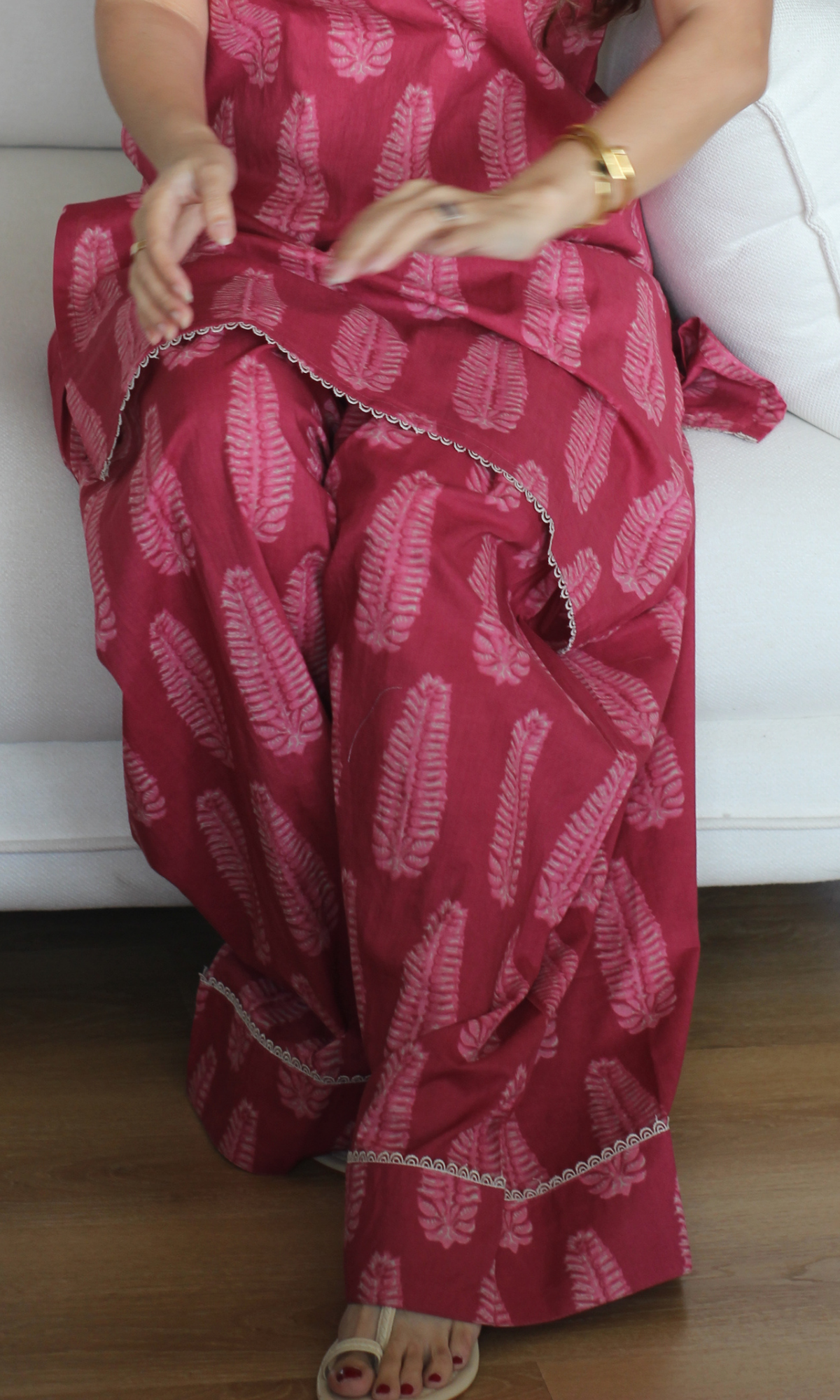 Elina Cotton Leaf Print Kurta with Farshi Salwaar