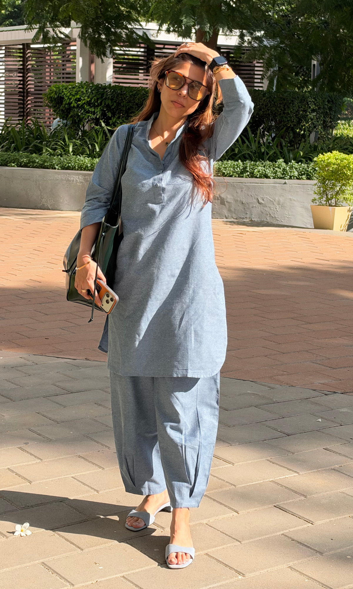 Sunday Blue Cotton Kurta with Baloon Pants