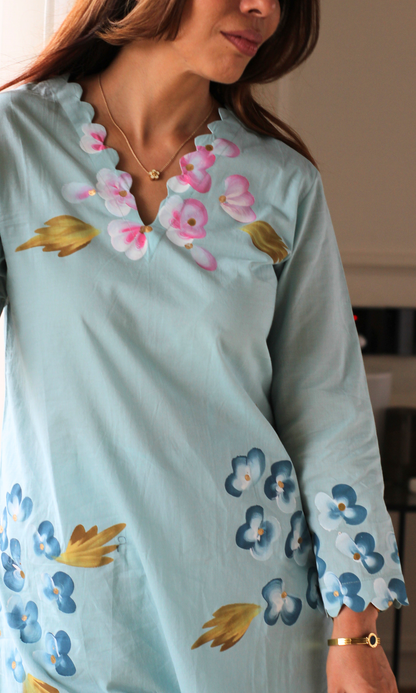 Sky Blue Elara handpainted Co-ord