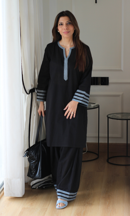 Surma Slub Kurta with Farshi Salwaar