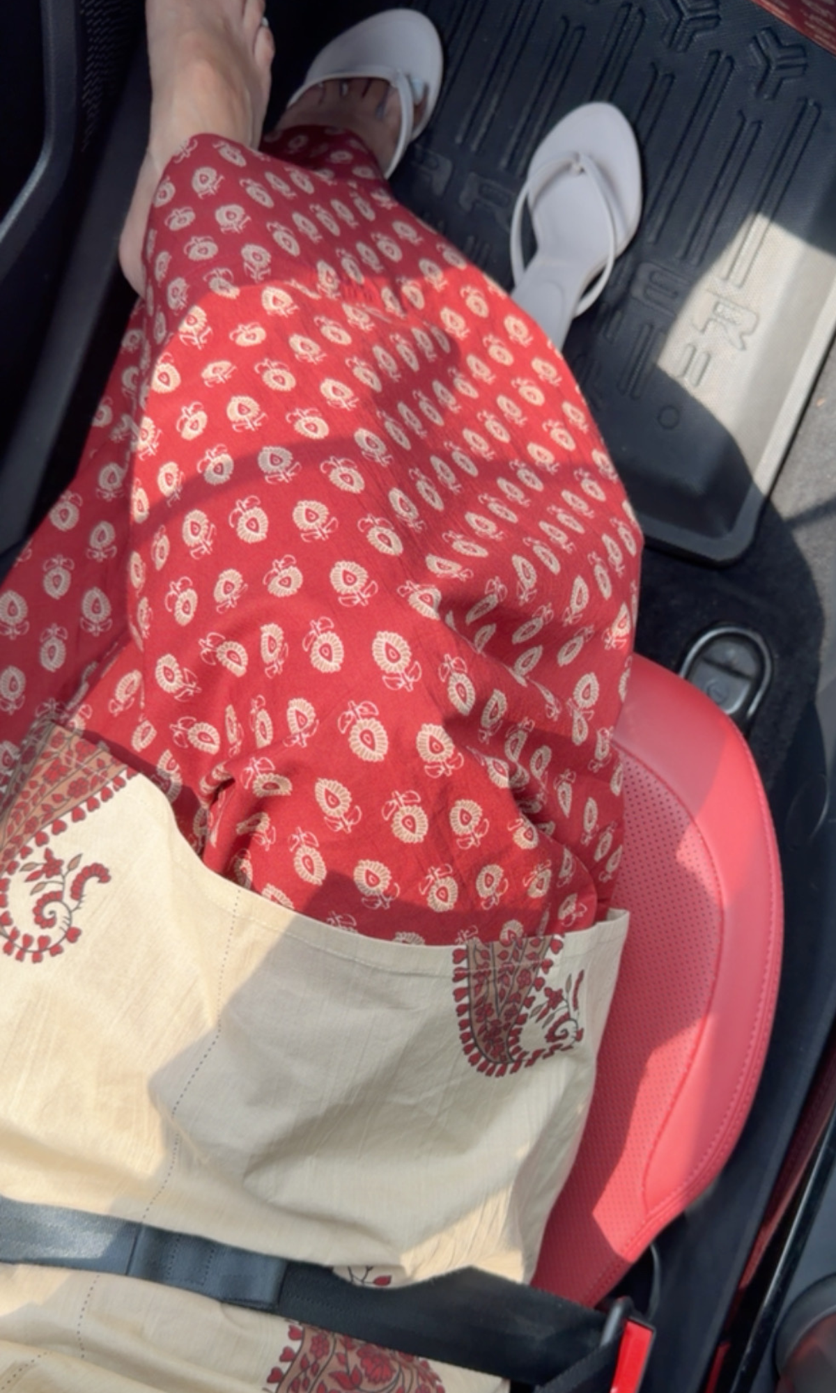 Beige & Rama Booto Kurta with Ajrakh print Farshi Salwaar