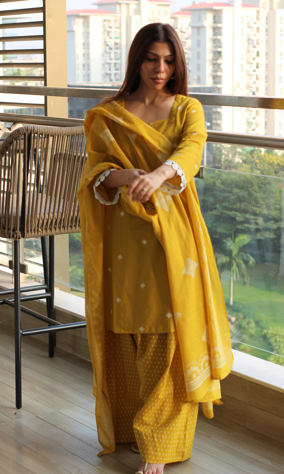Genda Gul Kurta with Farshi Salwar & Cotton Dupatta