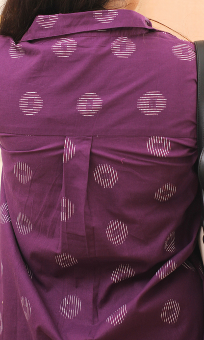 Plum Purple Cotton Dobby Collard Co-ord