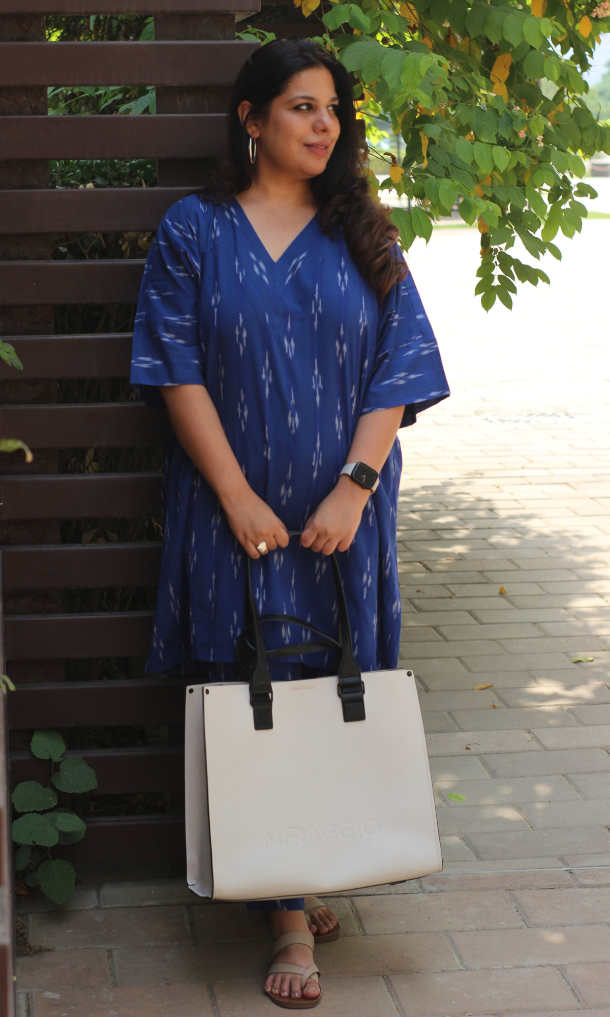Ikat Blue Oversized Kaftan Style Co-ord