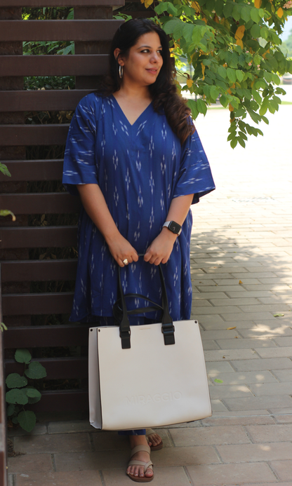 Ikat Blue Oversized Kaftan Style Co-ord