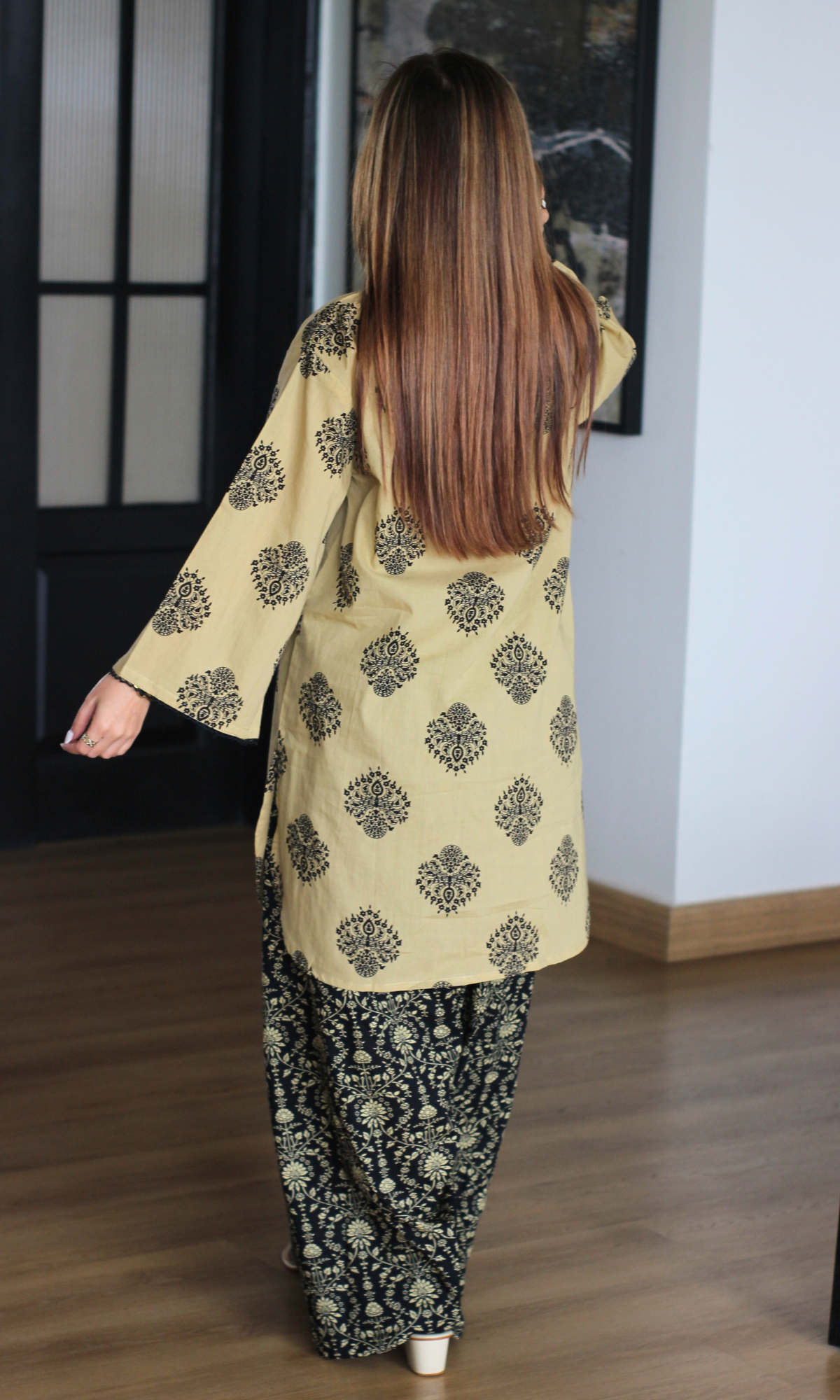 Amina Black Kalamkari Kurta & Farshi Salwaar
