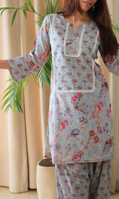 Steel Noor - e- Bahar Farshi Salwaar Cotton Co-ord