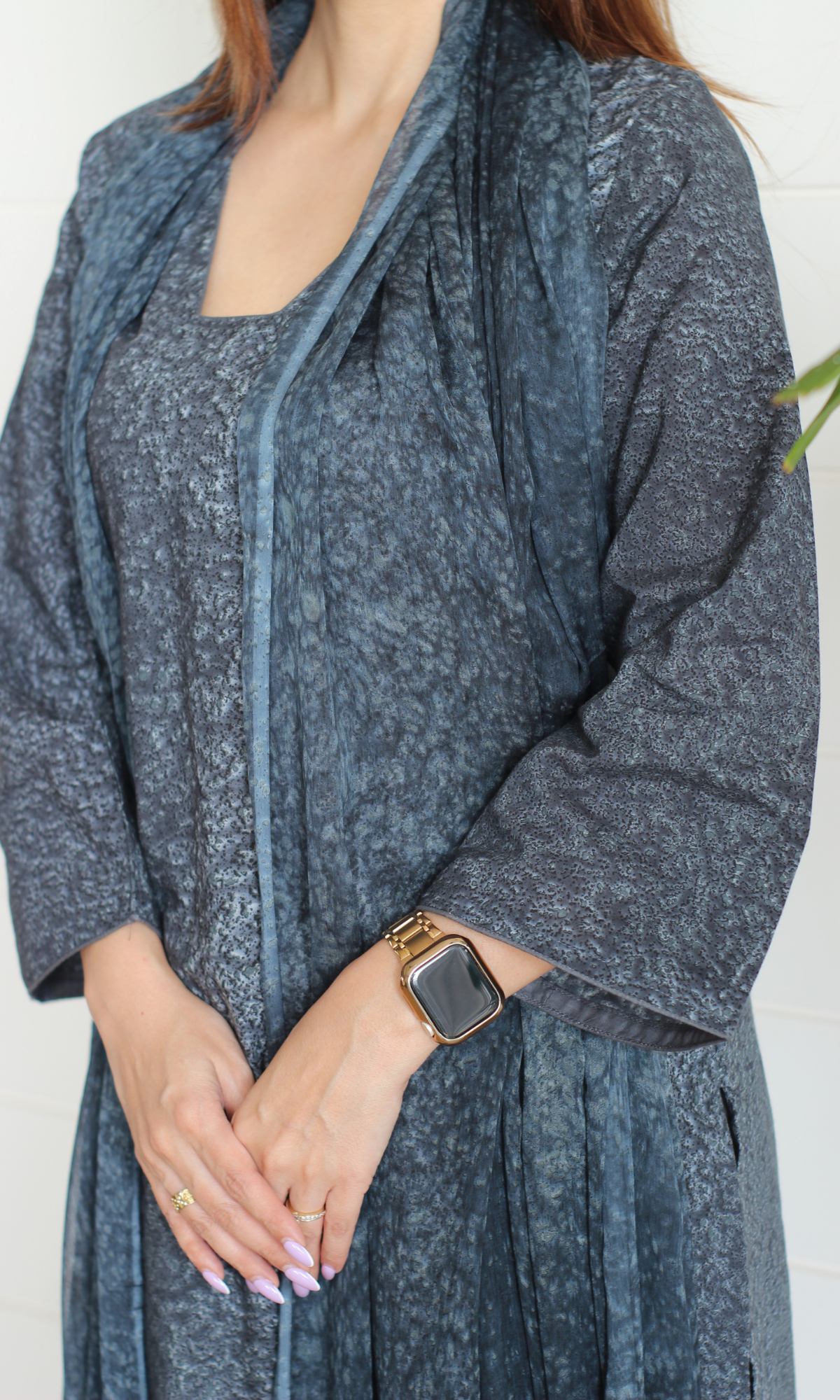 Cotton Graphite Glow African Shibori Kurta, Chiffon Dupatta & Cotton Pants