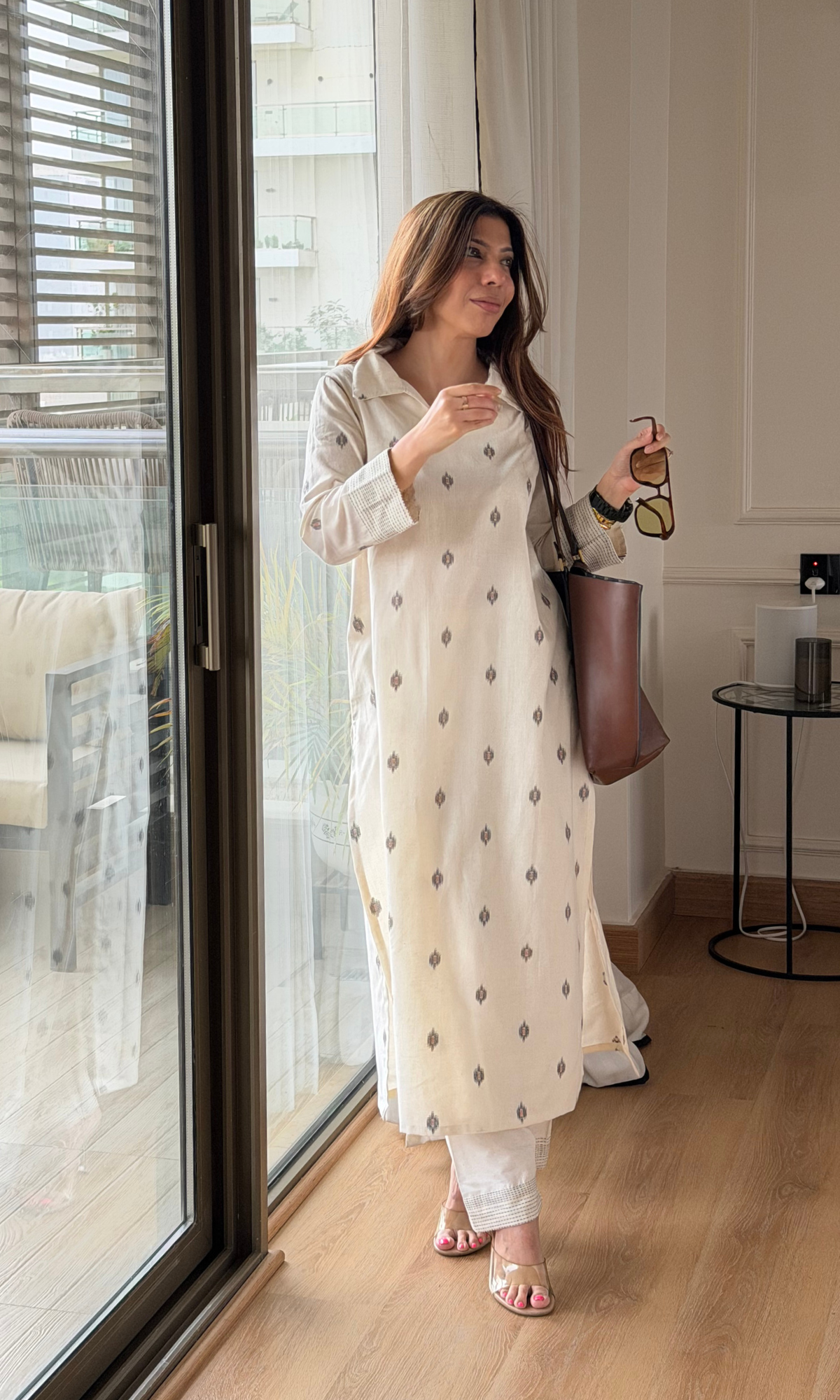 Samaria Cotton Dobby Collared Kurta with Pants