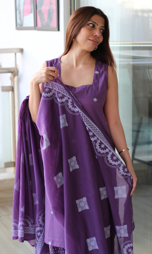 Jamuni Gul Kurta with Farshi Salwar & Cotton Dupatta