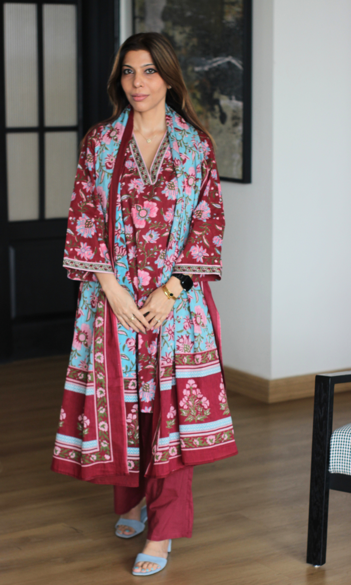 Albeli Cotton Block Printed Kurta , Dupatta & Cotton Pants