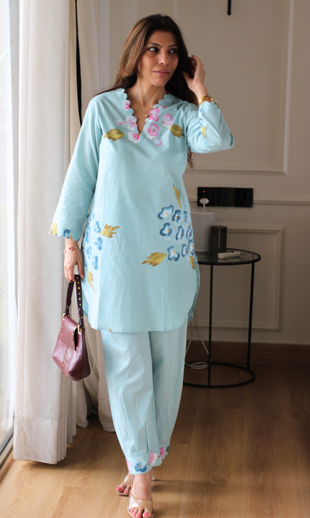 Sky Blue Elara handpainted Co-ord