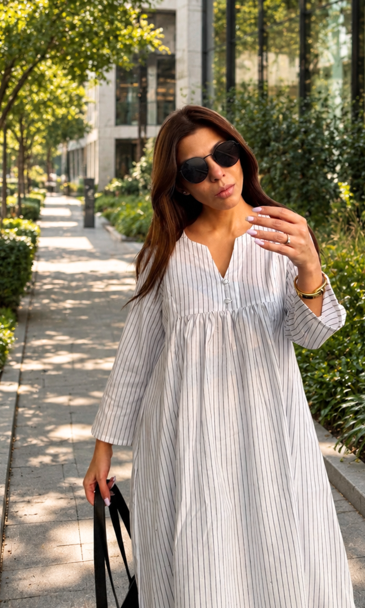 Handloom Cotton White Stripe Pleated Kurta & Cotton Pants