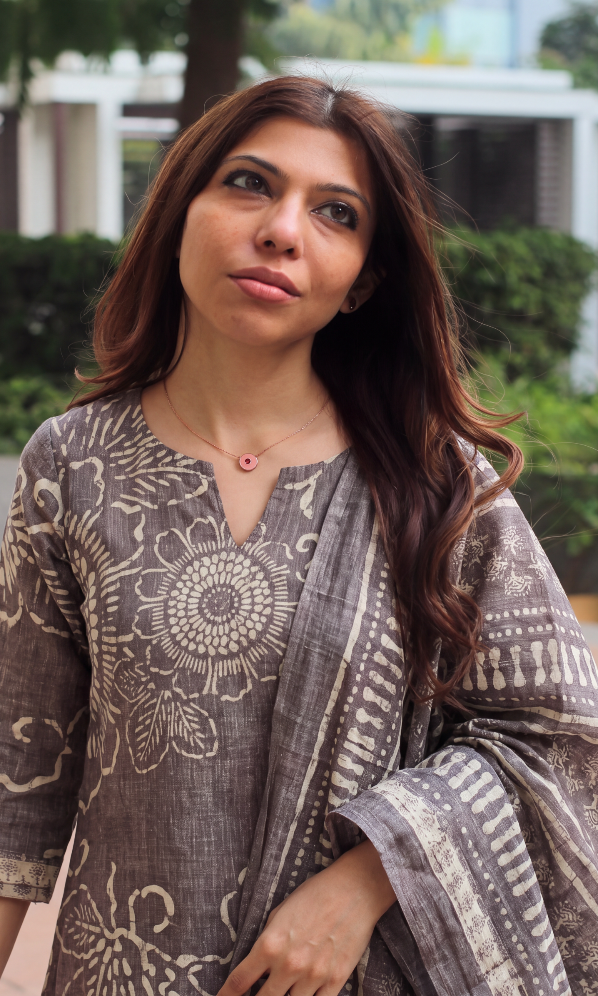 Dune Cocoa Linen Blend Kurta, Dupatta & Cotton Pants