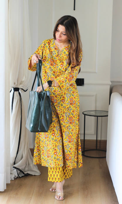 Sunshine Block Print Kurta & Cotton Block Printed Pant