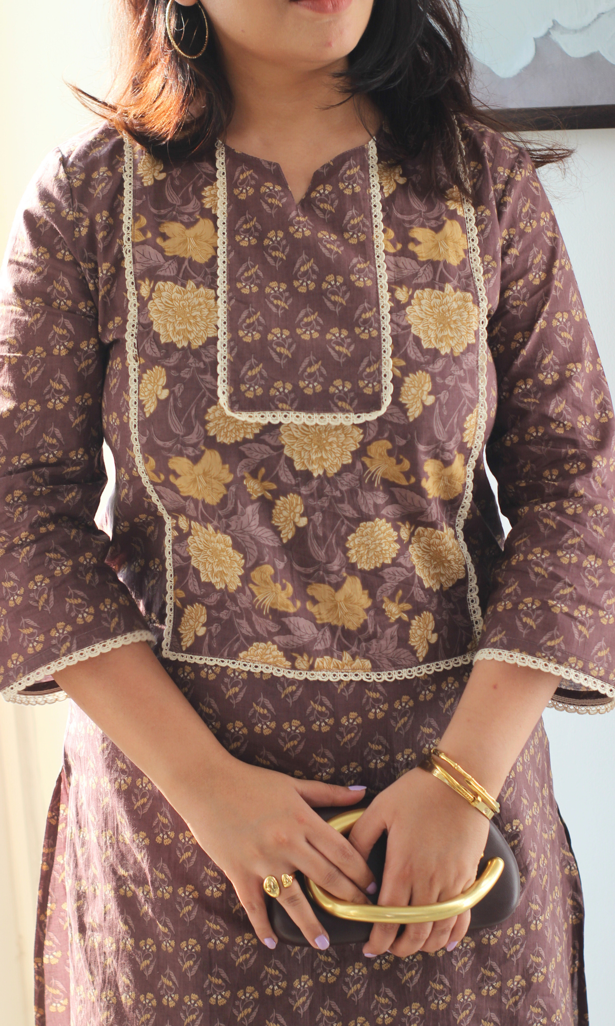 Cotton Zafran Block Print Kurta & Farshi Salwaar